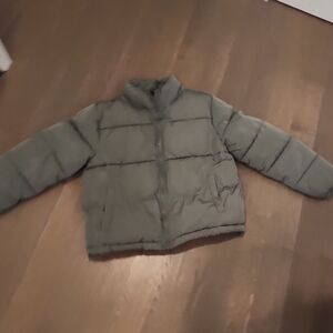 Stylish Kids Puffer Jacket - Olive Green